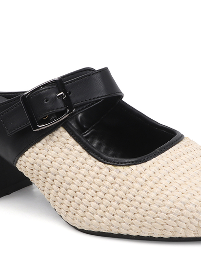 TWP Origin Cream Textured Mary Jane Block Heels