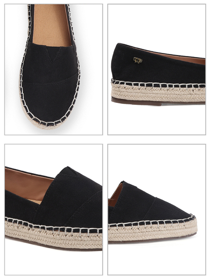 TWP Origin Black Canvas Espadrille Slip-On Flats