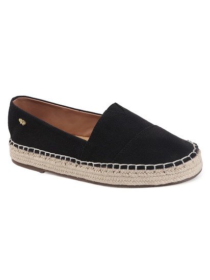 TWP Origin Black Canvas Espadrille Slip-On Flats