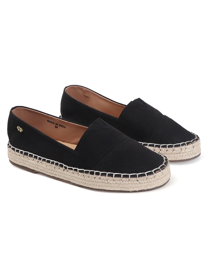 TWP Origin Black Canvas Espadrille Slip-On Flats