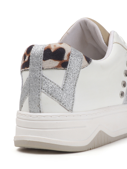 TWP Origin Glitter accent Leopard Detail Sneakers in Beige and White