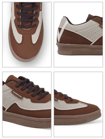 TWP Origin Cream Brown Colorblock Suede Lace-Up Sneakers for Men