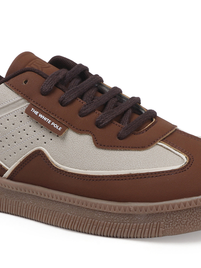 TWP Origin Cream Brown Colorblock Suede Lace-Up Sneakers for Men