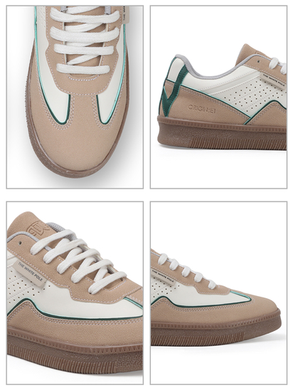 TWP Origin Cream Green Colorblock Suede Lace-Up Sneakers for Men