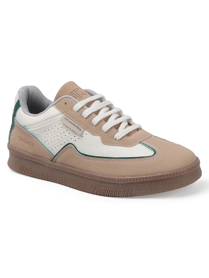TWP Origin Cream Green Colorblock Suede Lace-Up Sneakers for Men