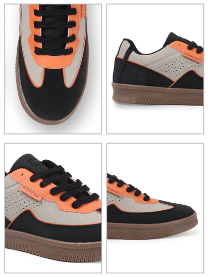 TWP Origin Cream Orange Colorblock Suede Lace-Up Sneakers for Men