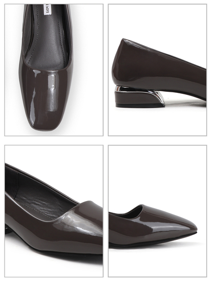 Grey classic Patent workwear Ballet Flats