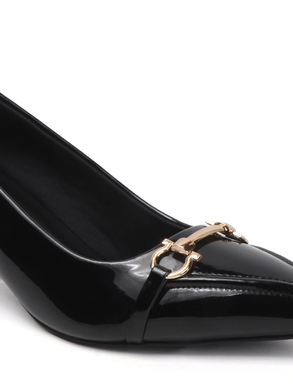 Black Patent Pointed Toe Kitten Heels