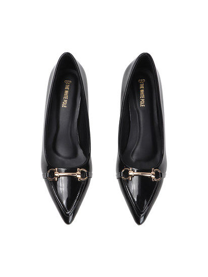 Black Patent Pointed Toe Kitten Heels