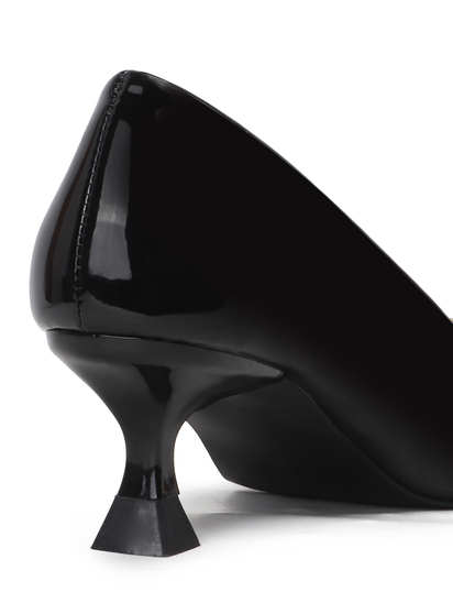 Black Patent Pointed Toe Kitten Heels