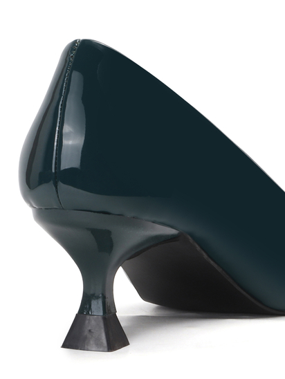 Green Patent Pointed Toe Kitten Heels