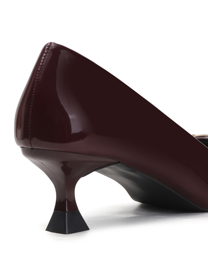 Maroon Patent Pointed Toe Kitten Heels