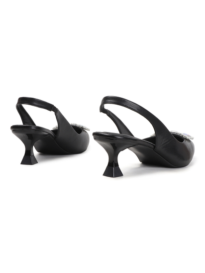 Black Rhinestone embellished Slingback Party Heels