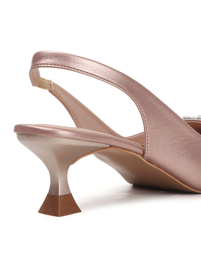 Rose Gold Rhinestone embellished Slingback Party Heels