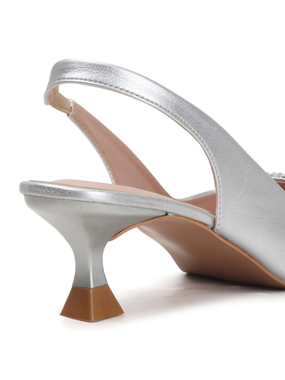 Silver Rhinestone embellished Slingback Party Heels