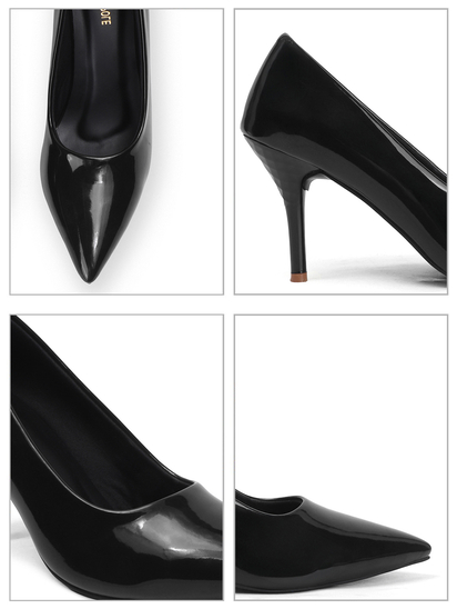 Black Classic Patent Pointed Toe Stiletto Heels