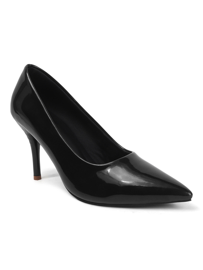 Black Classic Patent Pointed Toe Stiletto Heels