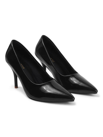 Black Classic Patent Pointed Toe Stiletto Heels