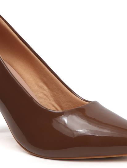 Brown Classic Patent Pointed Toe Stiletto Heels