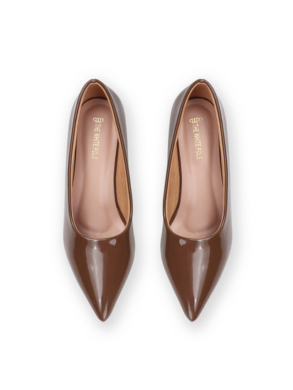 Brown Classic Patent Pointed Toe Stiletto Heels