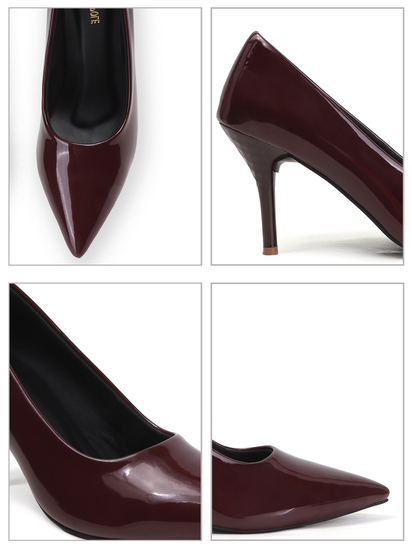 Maroon Classic Patent Pointed Toe Stiletto Heels