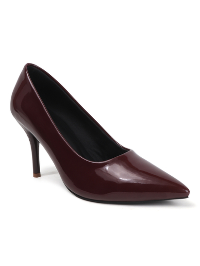 Maroon Classic Patent Pointed Toe Stiletto Heels