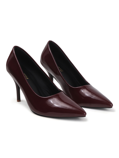 Maroon Classic Patent Pointed Toe Stiletto Heels