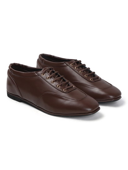Timeless Lace-Up Ballerinas shoes in Brown
