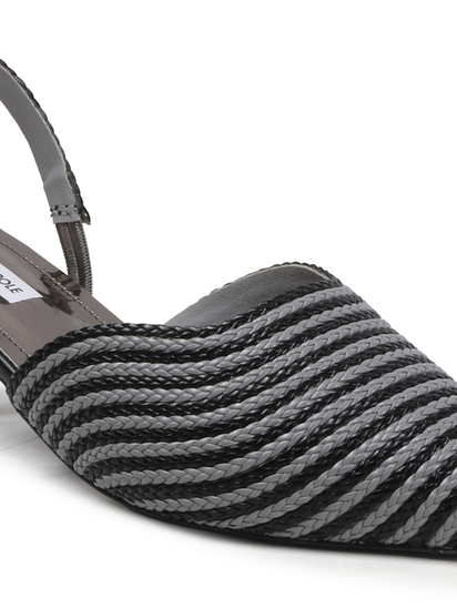 Black Chic Textured Pointed Toe slingback Heels