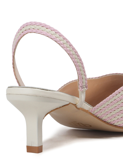 Pink Chic Textured Pointed Toe slingback Heels