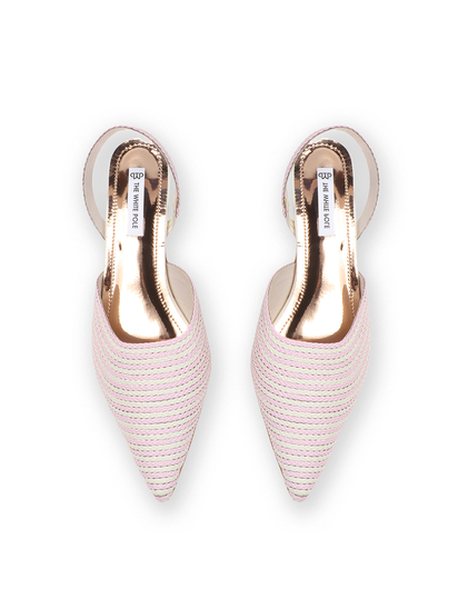 Pink Chic Textured Pointed Toe slingback Heels