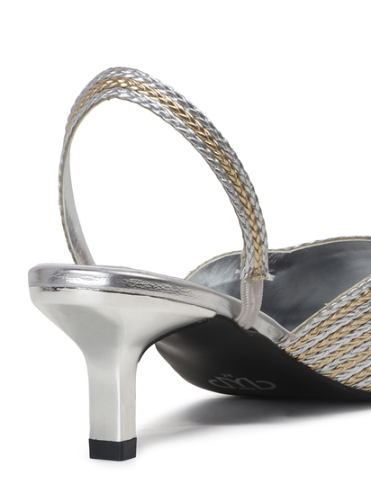 Gold Chic Textured Pointed Toe slingback Heels