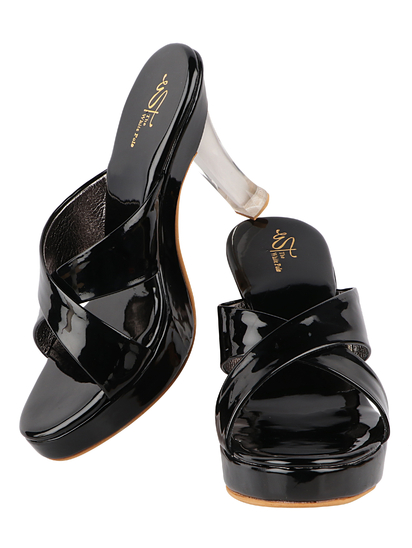 Brilliance On Glass Black Heels