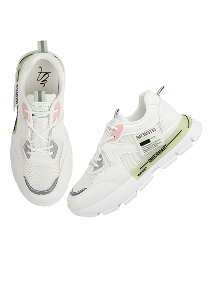 Thewhitepole white and green colourblocked women’s sneakers | Breda sky