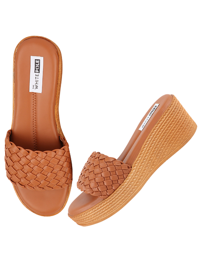 Thewhitepole  Brown wedges for women | Softy Braided