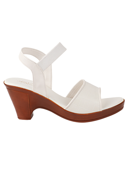 Toffee Nut | White Ankle Strap Heels