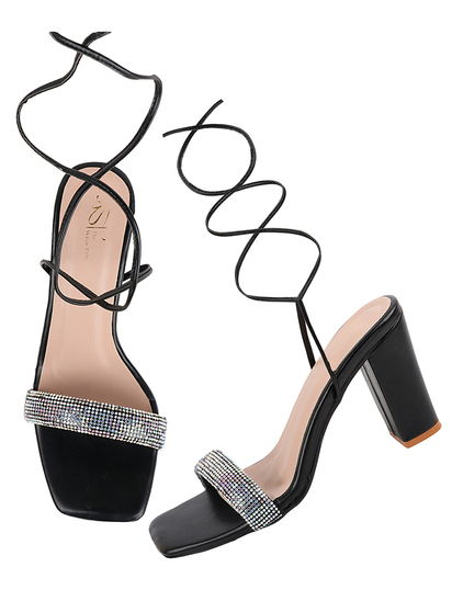 Prom Queen |TheWhitePole Black Block Heels
