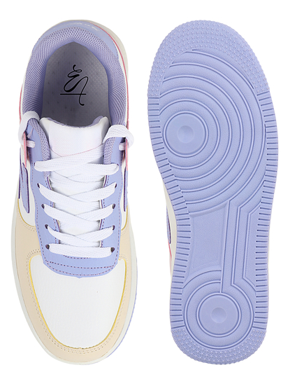 Thewhitepole Purple And Yellow Colourblocked Women's Sneakers | Z Force