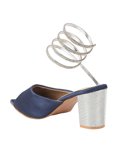 Contessa II TWP SHORR Roman Tie up Block Navy Heel