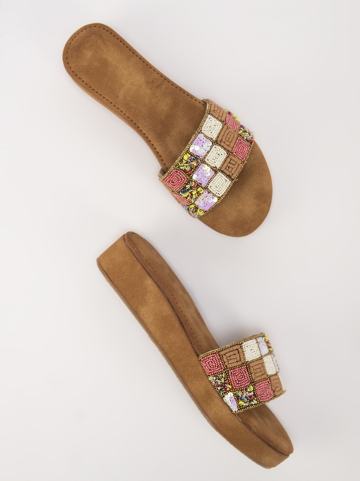 Rainbow Toes II TWP Brown Platform Heel