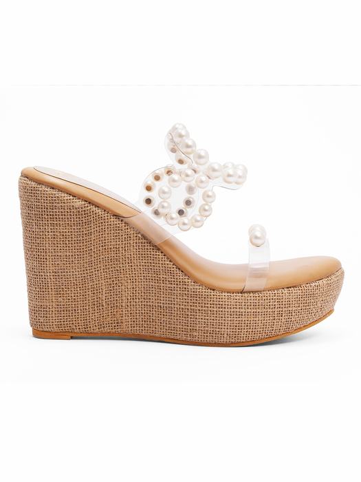 Cinammon pearl II TWP Beige Wedge Heel