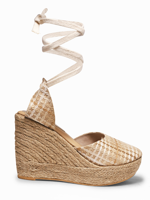 Waffle II TWP Beige Wedge Heel
