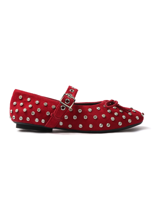 Maroon mary jane with studded embellshments flat Bellies