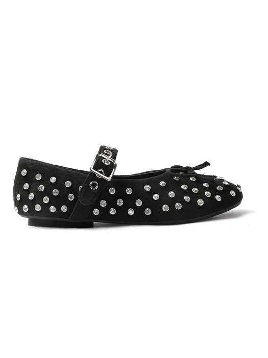 Black mary jane with studded embellshments flat Bellies
