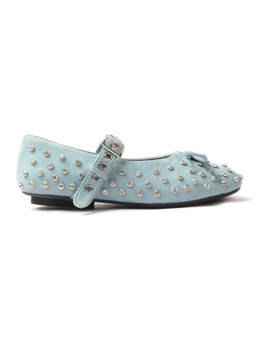 Skyblue mary jane with studded embellshments flat Bellies