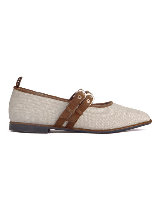 Jute mary janes with double straps brown flat Bellies