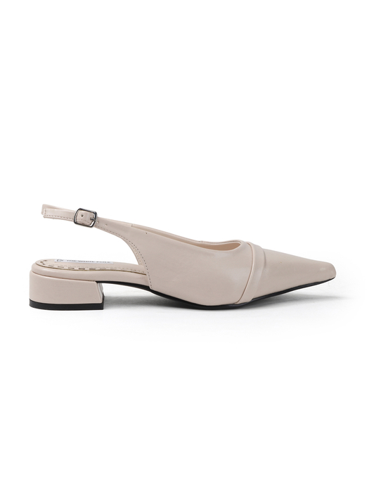 Pointed Toe Slingback Cream Block Heel mules