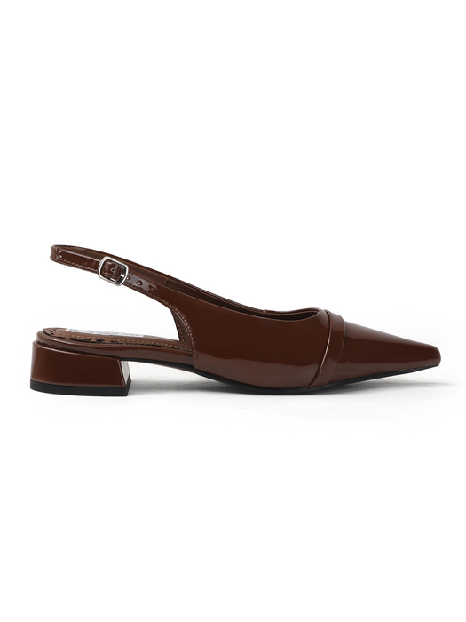 Pointed Toe Slingback Brown Block Heel mules