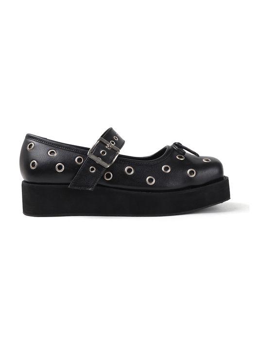 Studded Platform Mary Jane in Black