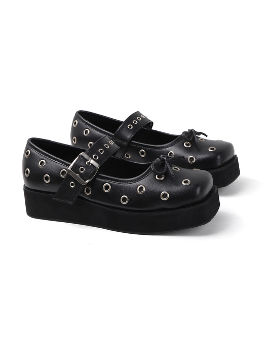 Studded Platform Mary Jane in Black